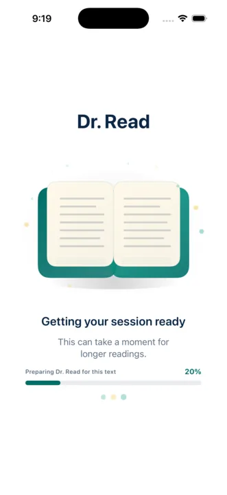 Dr. Read preparing a reading session
